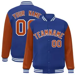 Royal Texas Orange-White Raglan Varsity Full-Snap Letterman Jacket 1