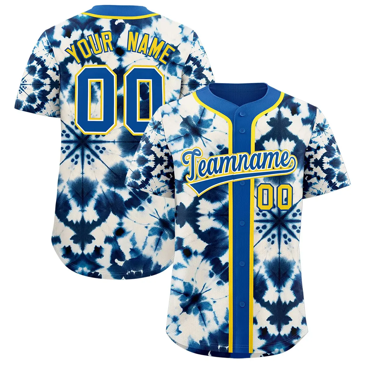 Royal Tie-Dye Graffiti Authentic Baseball Jersey