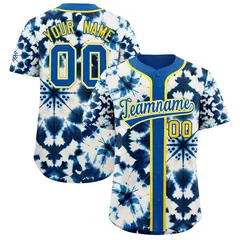 Royal Tie-Dye Graffiti Authentic Baseball Jersey