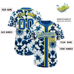 Royal Tie-Dye Graffiti Authentic Baseball Jersey 2