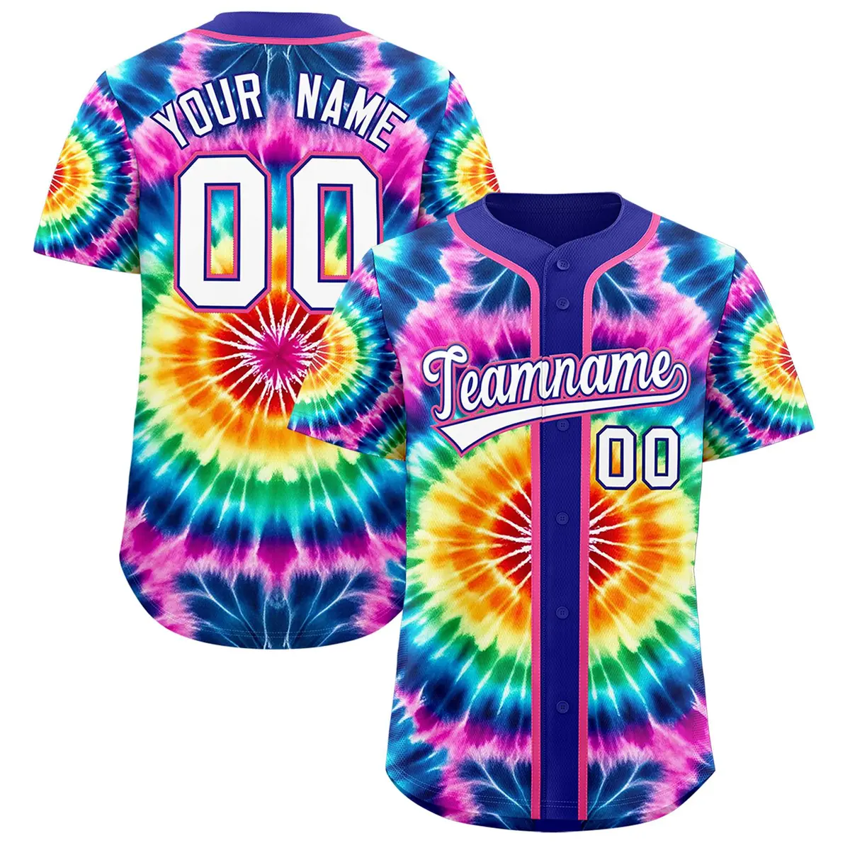 Royal Tie-Dye Graffiti Authentic Baseball Jersey