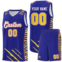 Royal Tiger Claw Pattern Sports Uniform Basketball Jersey
