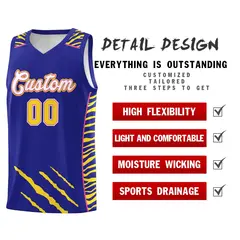 Royal Tiger Claw Pattern Sports Uniform Basketball Jersey 2