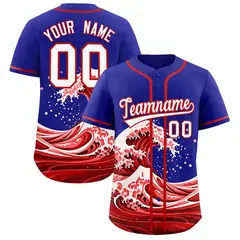 Royal Wave Graffiti Pattern Baseball Jersey 1