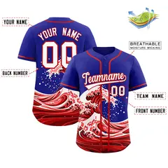 Royal Wave Graffiti Pattern Baseball Jersey 2