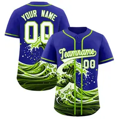 Royal Wave Graffiti Pattern Baseball Jersey 1