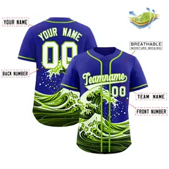 Royal Wave Graffiti Pattern Baseball Jersey 2
