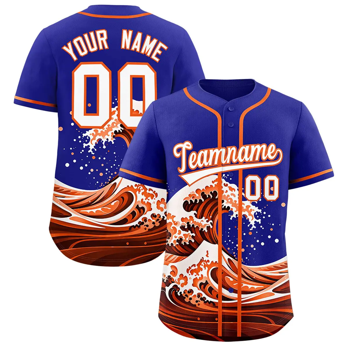 Royal Wave Graffiti Pattern Baseball Jersey