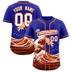 Royal Wave Graffiti Pattern Baseball Jersey 1