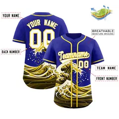 Royal Wave Graffiti Pattern Baseball Jersey 2