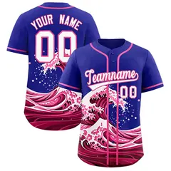 Royal Wave Graffiti Pattern Baseball Jersey 1