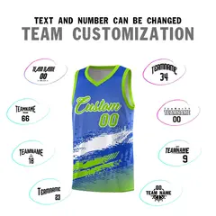 Royal White and Neon Green Graffiti Basketball Jersey 4