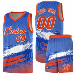 Royal White and Orange Graffiti Sports Basketball Jersey 1