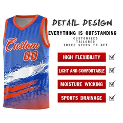 Royal White and Orange Graffiti Sports Basketball Jersey 2