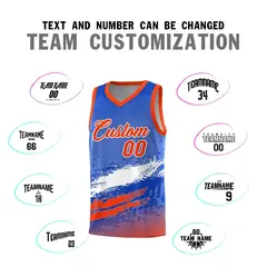 Royal White and Orange Graffiti Sports Basketball Jersey 4