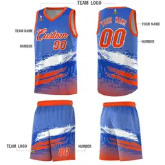 Royal White and Orange Graffiti Sports Basketball Jersey 5