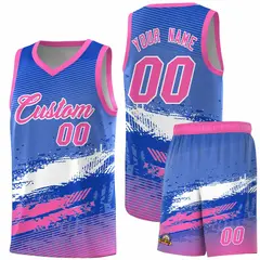 Royal White and Pink Graffiti Sports Basketball Jersey