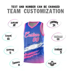 Royal White and Pink Graffiti Sports Basketball Jersey 4