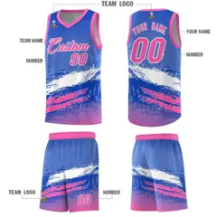 Royal White and Pink Graffiti Sports Basketball Jersey 5