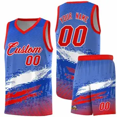 Royal White and Red Graffiti Sports Basketball Jersey 1