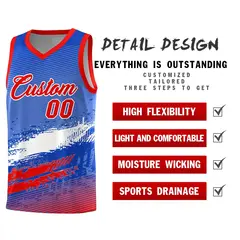 Royal White and Red Graffiti Sports Basketball Jersey 2
