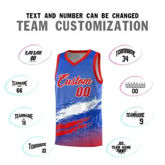 Royal White and Red Graffiti Sports Basketball Jersey 4