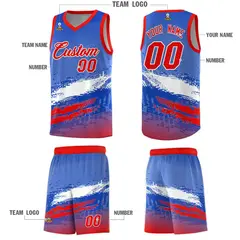 Royal White and Red Graffiti Sports Basketball Jersey 5