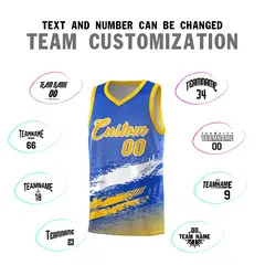 Royal White and Yellow Graffiti Sports Basketball Jersey 4