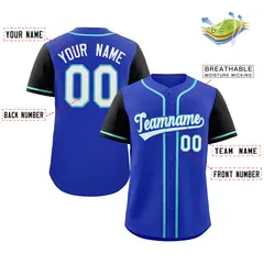 Royal White-Aqua Raglan Sleeves Baseball Jersey 2