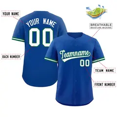 Royal White Authentic Full-Button Baseball Jersey 2