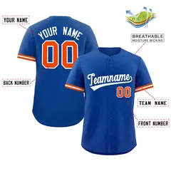 Royal White Authentic Full-Button Baseball Jersey 2