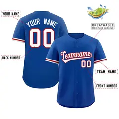 Royal White Authentic Full-Button Baseball Jersey 2