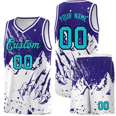 Royal White Beast Pattern Sports Basketball Jersey 1