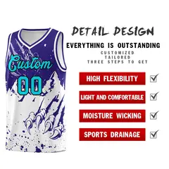 Royal White Beast Pattern Sports Basketball Jersey 2