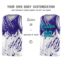 Royal White Beast Pattern Sports Basketball Jersey 3