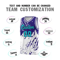 Royal White Beast Pattern Sports Basketball Jersey 4