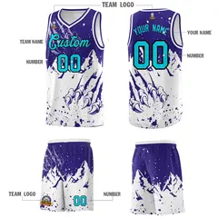 Royal White Beast Pattern Sports Basketball Jersey 5