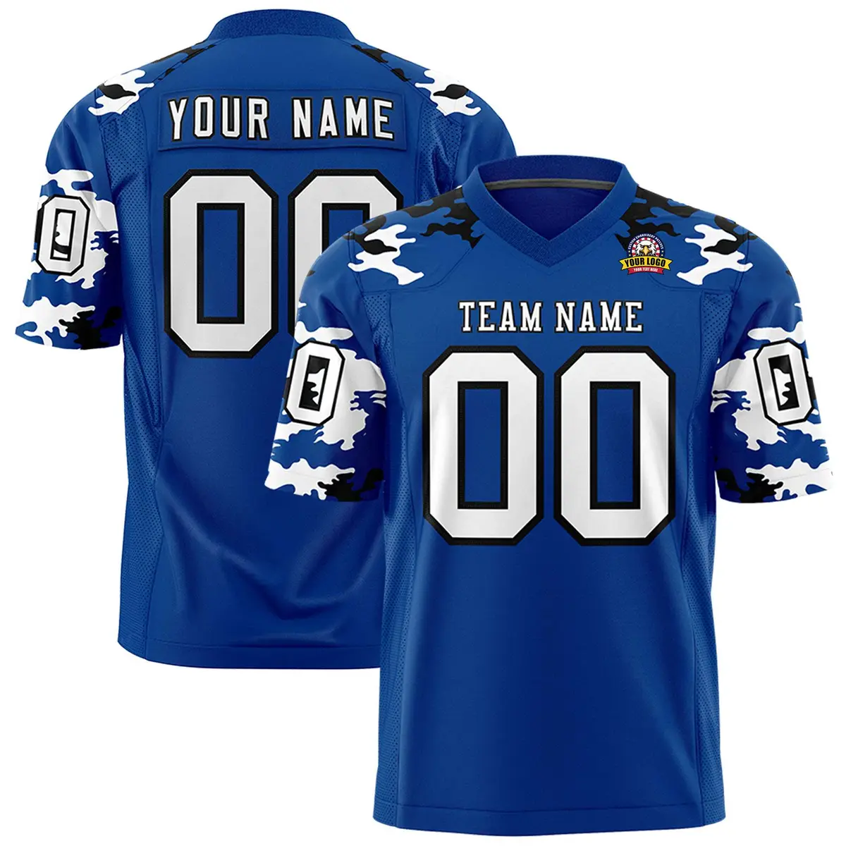 Royal White-Black Camo Authentic Football Jersey