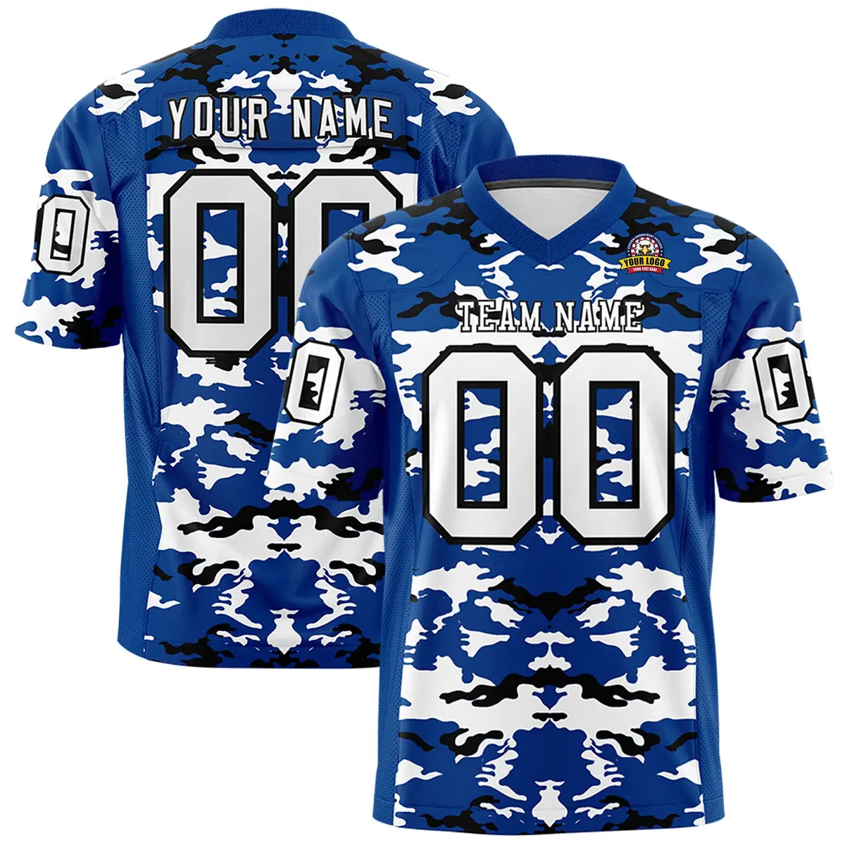 Royal White-Black Camo Authentic Football Jersey