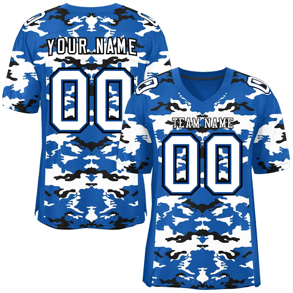 Royal White-Black Camo Authentic Football Jersey