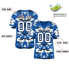 Royal White-Black Camo Authentic Football Jersey 2