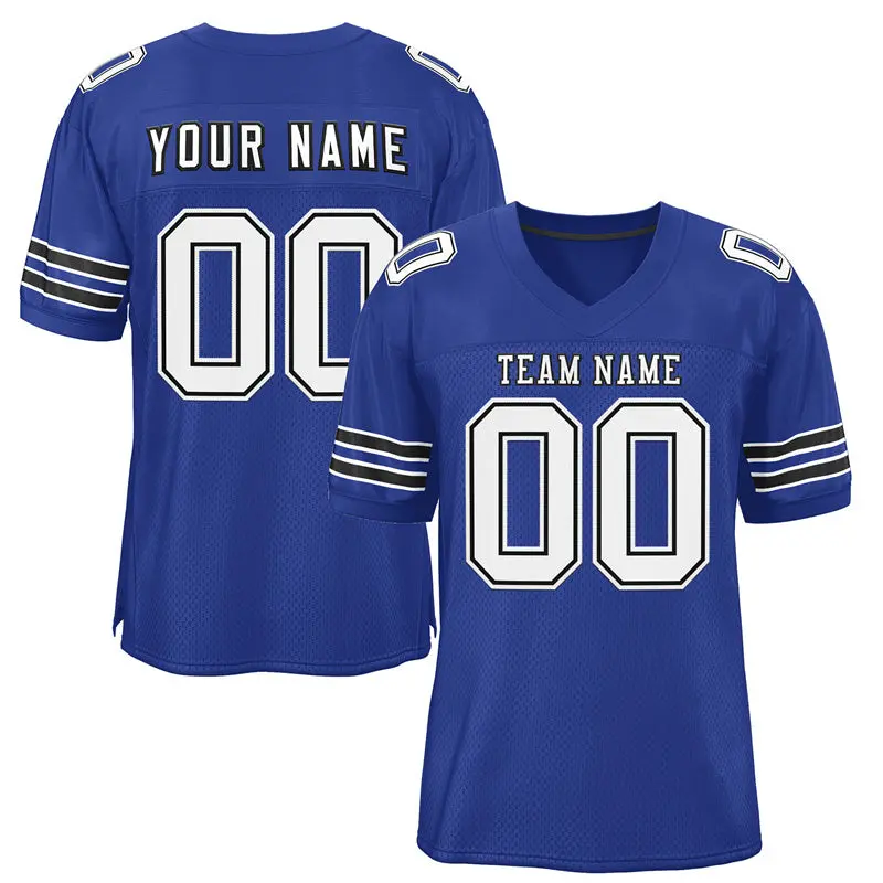 Royal White-Black Classic Mesh Football Jersey