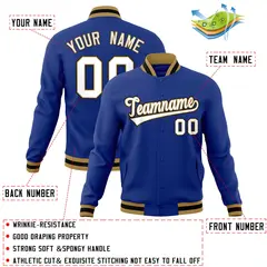 Royal White-Black Classic Varsity Full-Snap Letterman Jacket 4