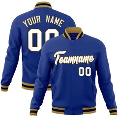 Royal White-Black Classic Varsity Full-Snap Letterman Jacket 1