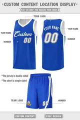 Royal White-Black Double Side Men Basketball Jersey 4