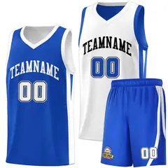 Royal White-Black Double Side Men Basketball Jersey