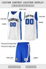 Royal White-Black Double Side Men Basketball Jersey 2