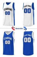 Royal White-Black Double Side Men Basketball Jersey 3