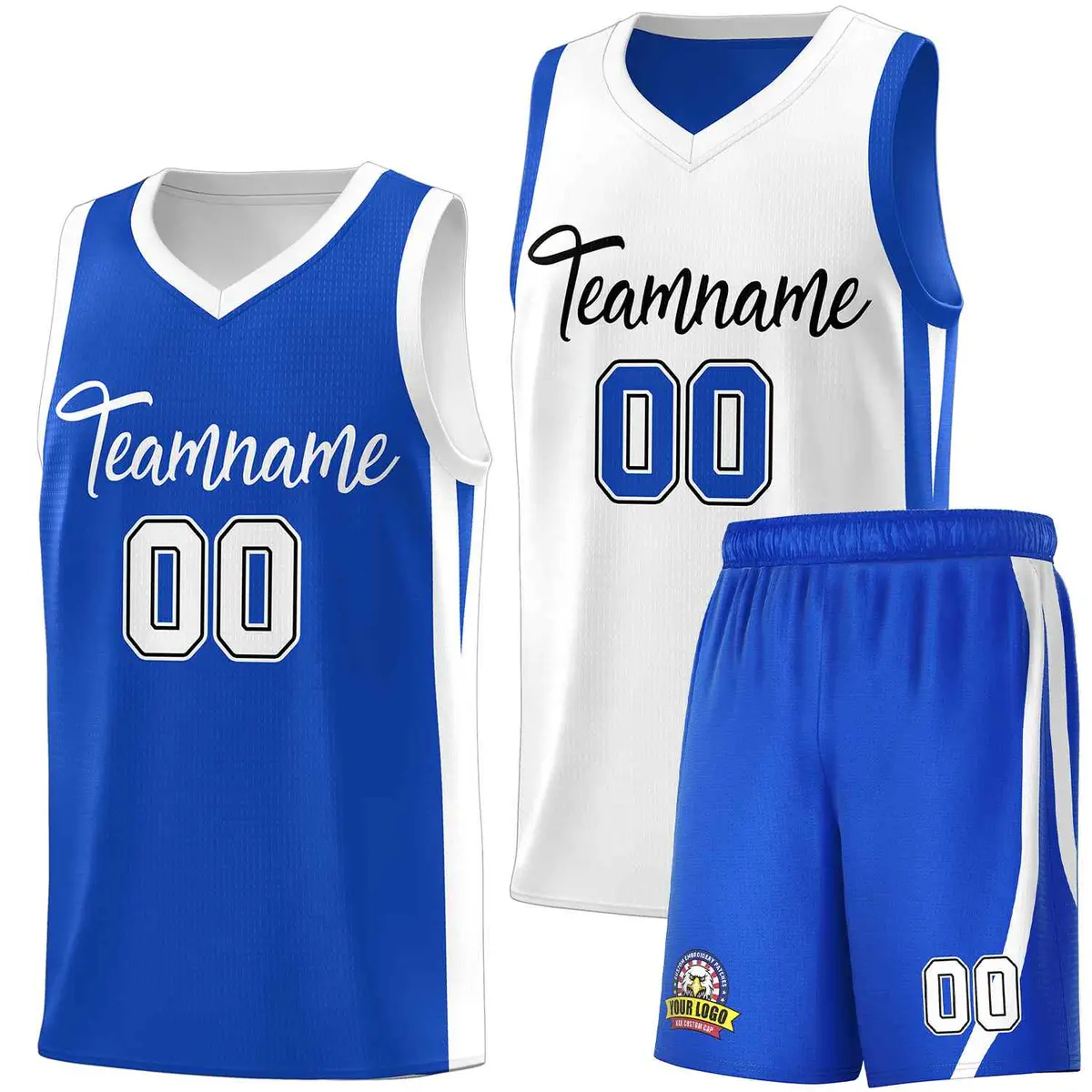 Royal White-Black Double Side Men Basketball Jersey