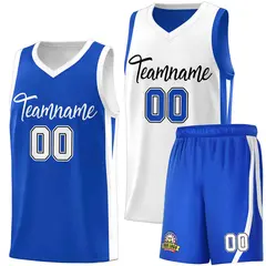 Royal White-Black Double Side Men Basketball Jersey